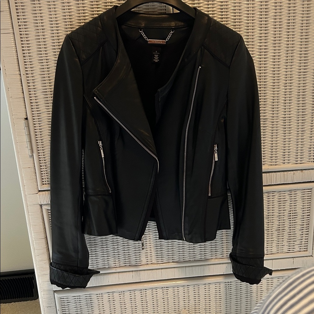 White House Black Market Quilted Black Leather Jacket